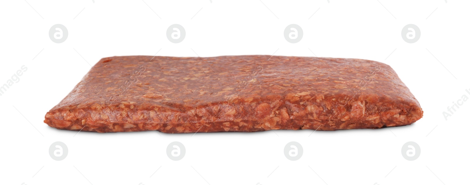 Photo of Fresh raw mince isolated on white. Vegan meat product