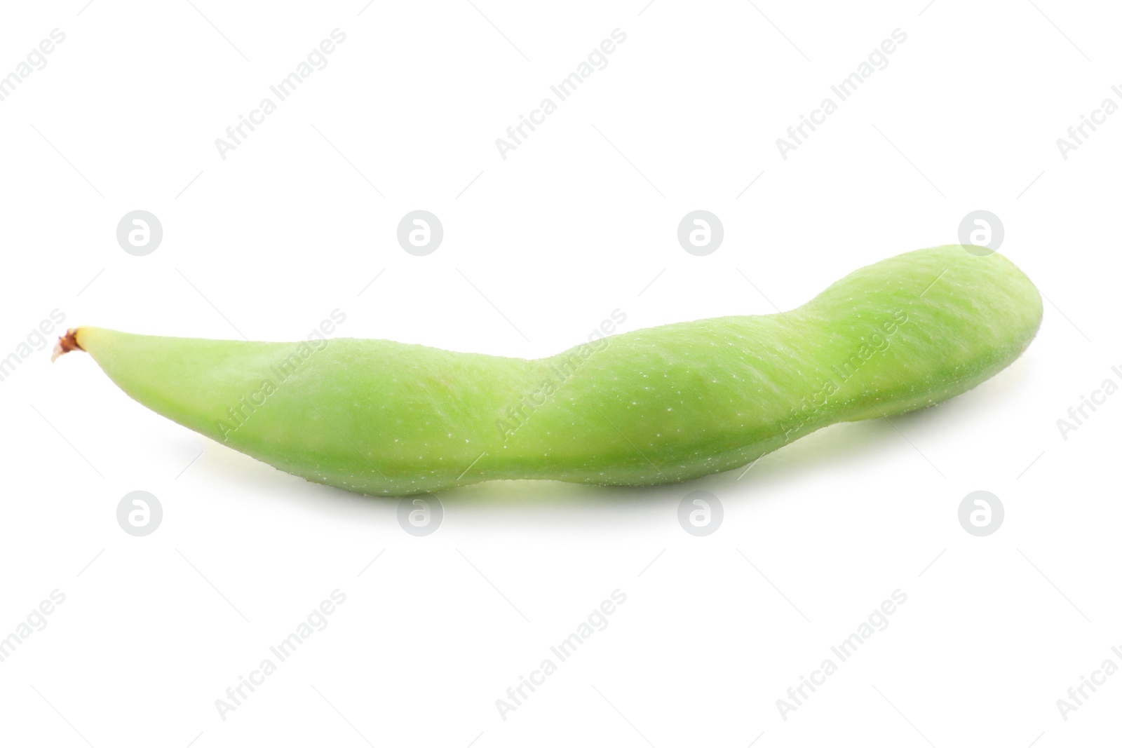 Photo of Raw green edamame pod on white background