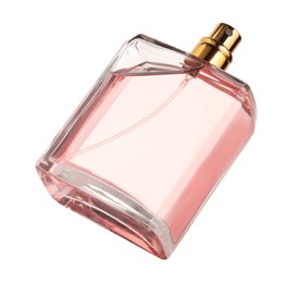 Photo of Luxury women`s perfume in bottle isolated on white