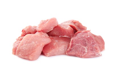 Photo of Pieces of raw meat isolated on white