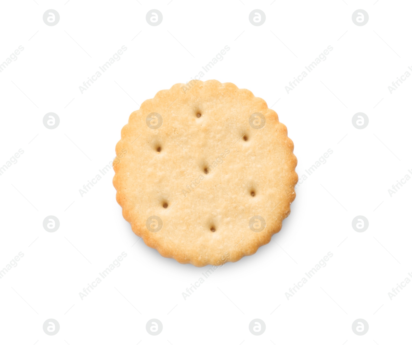 Photo of Delicious crispy cracker isolated on white, top view