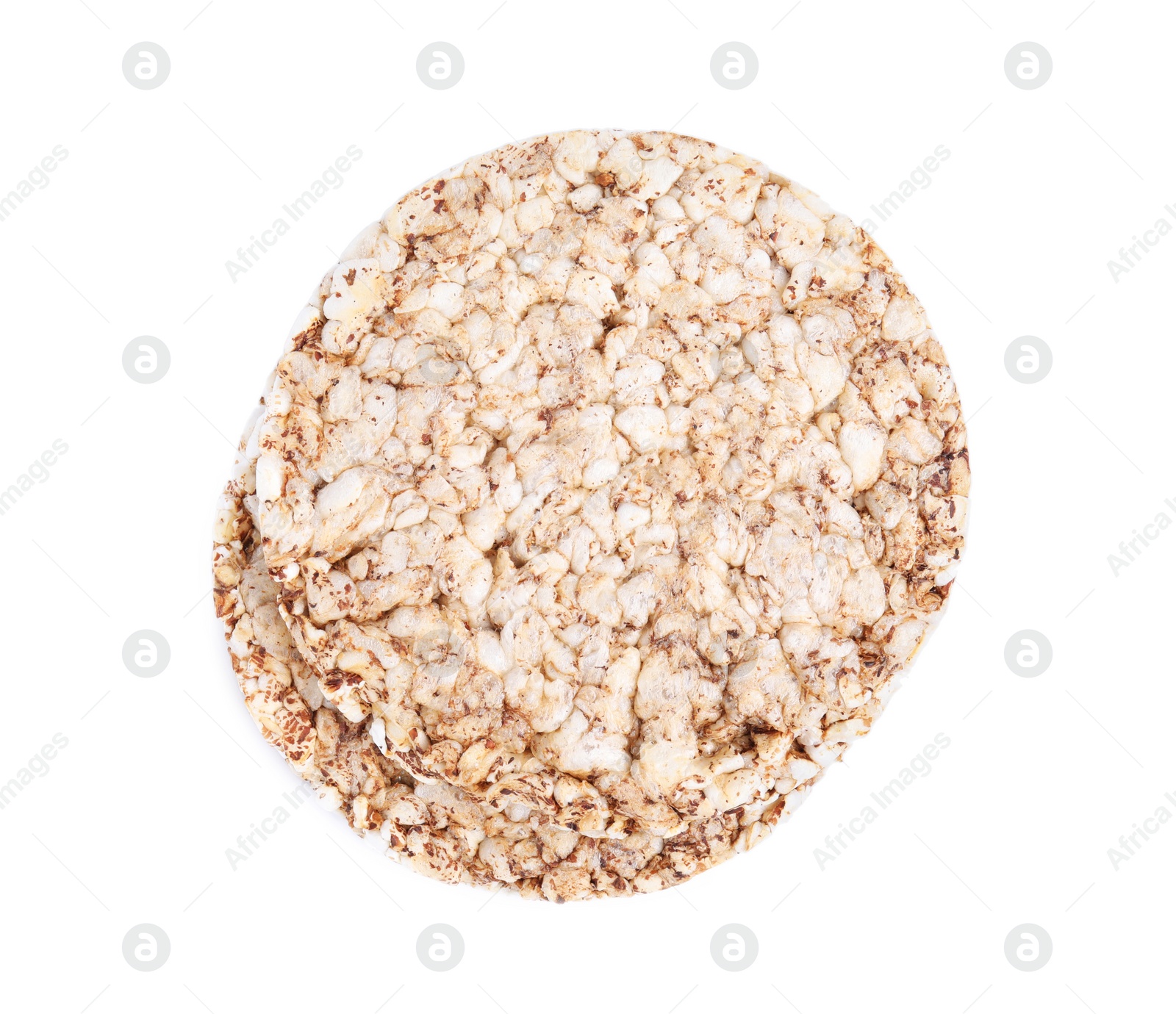 Photo of Tasty crunchy buckwheat on white background, top view
