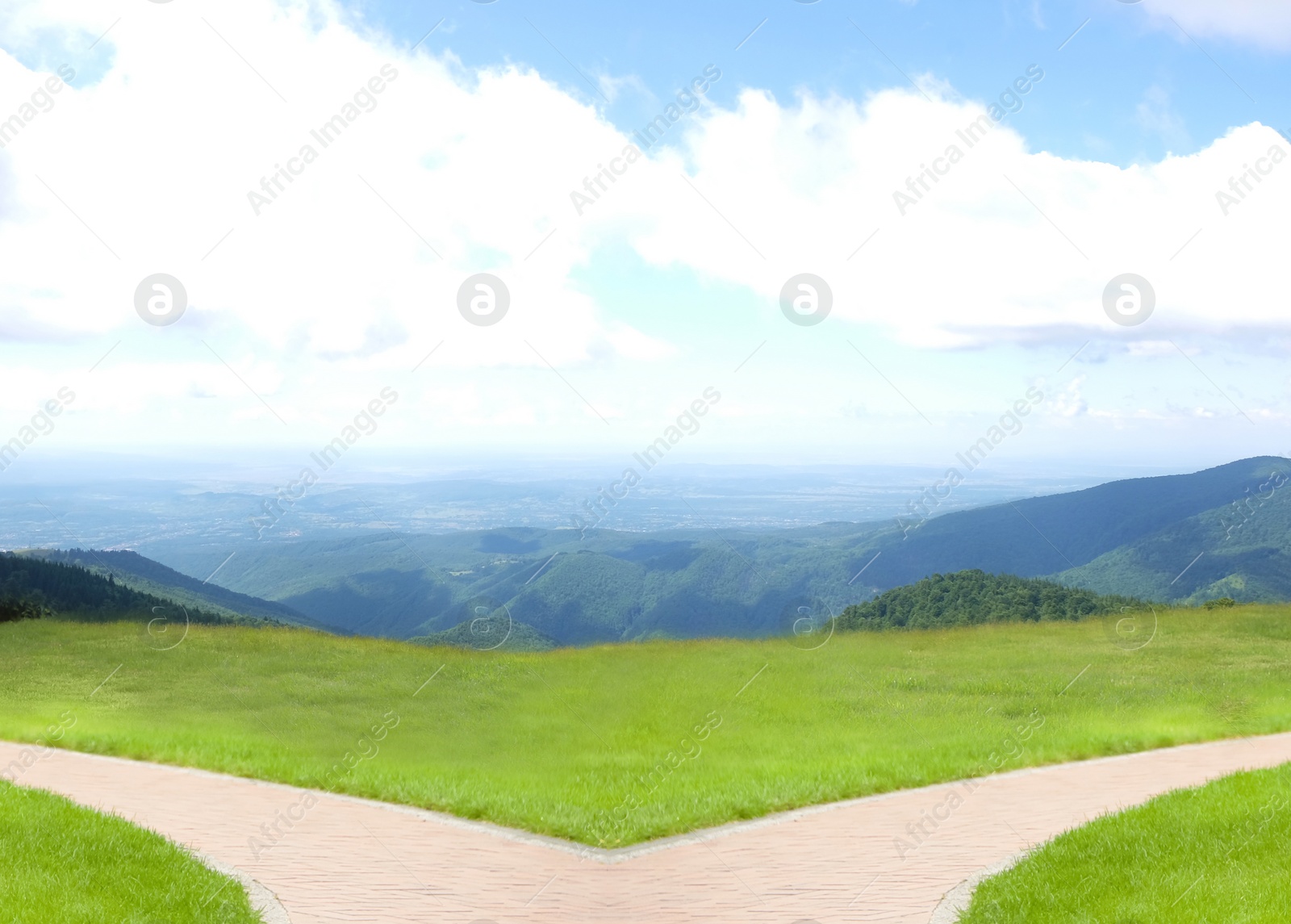 Image of Choosing way. Beautiful view of roads outdoors