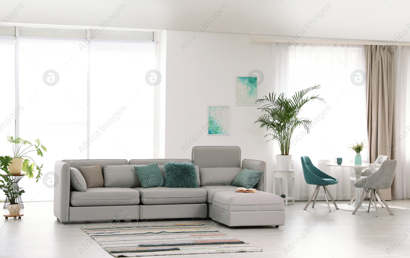 Photo of Modern living room interior with comfortable sofa