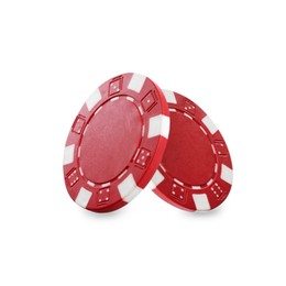 Image of Red casino chips on white background. Poker game