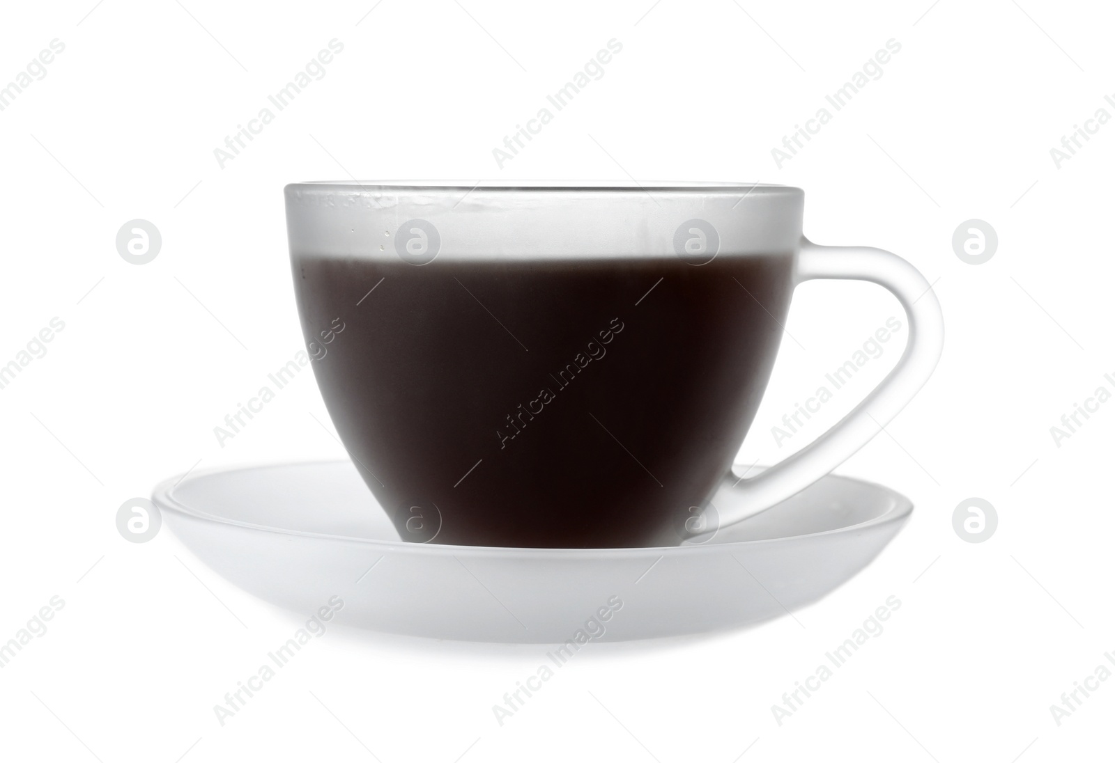Photo of Glass coffee cup with plate isolated on white