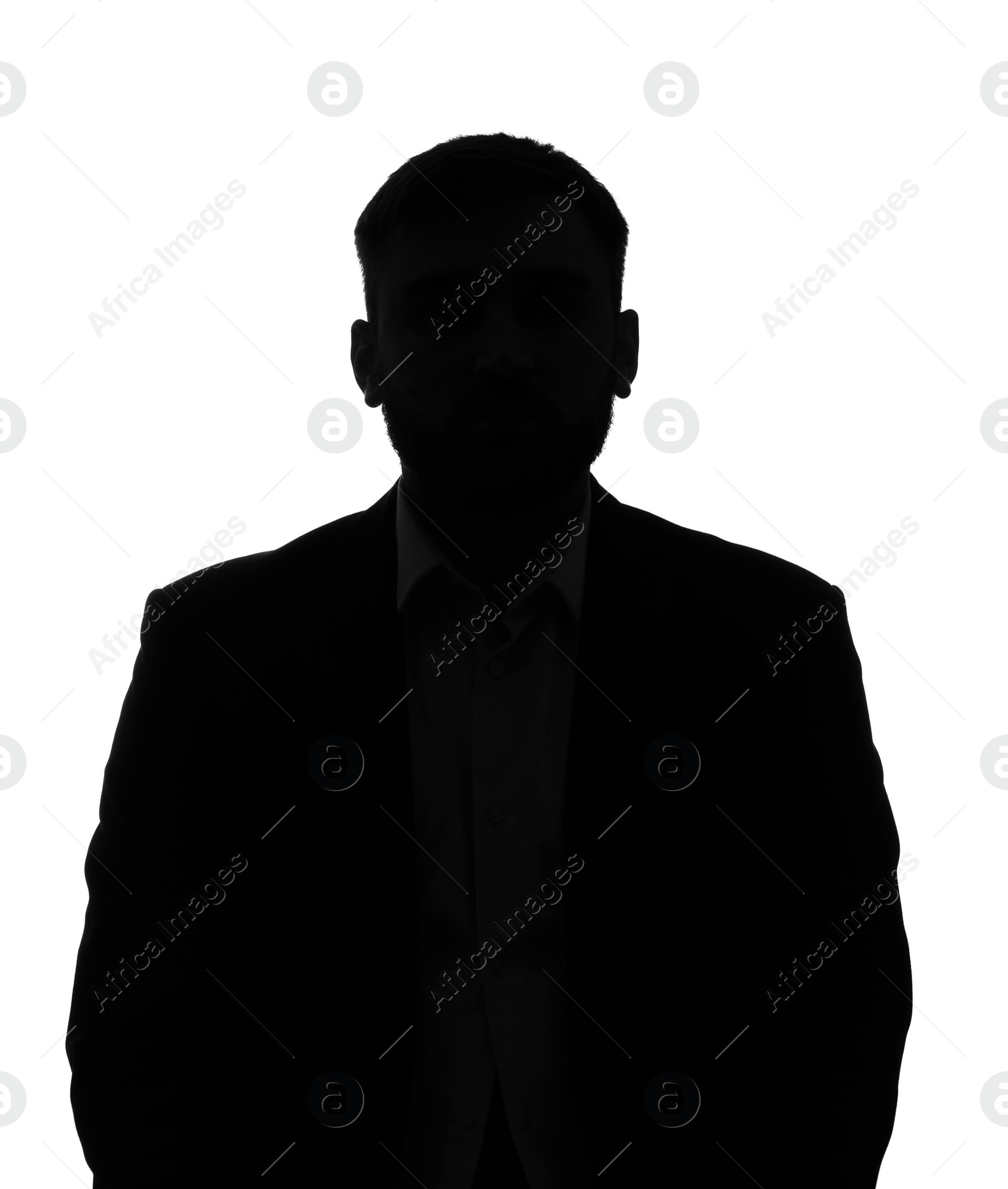 Photo of Silhouette of anonymous man on white background