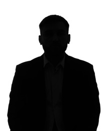 Photo of Silhouette of anonymous man on white background