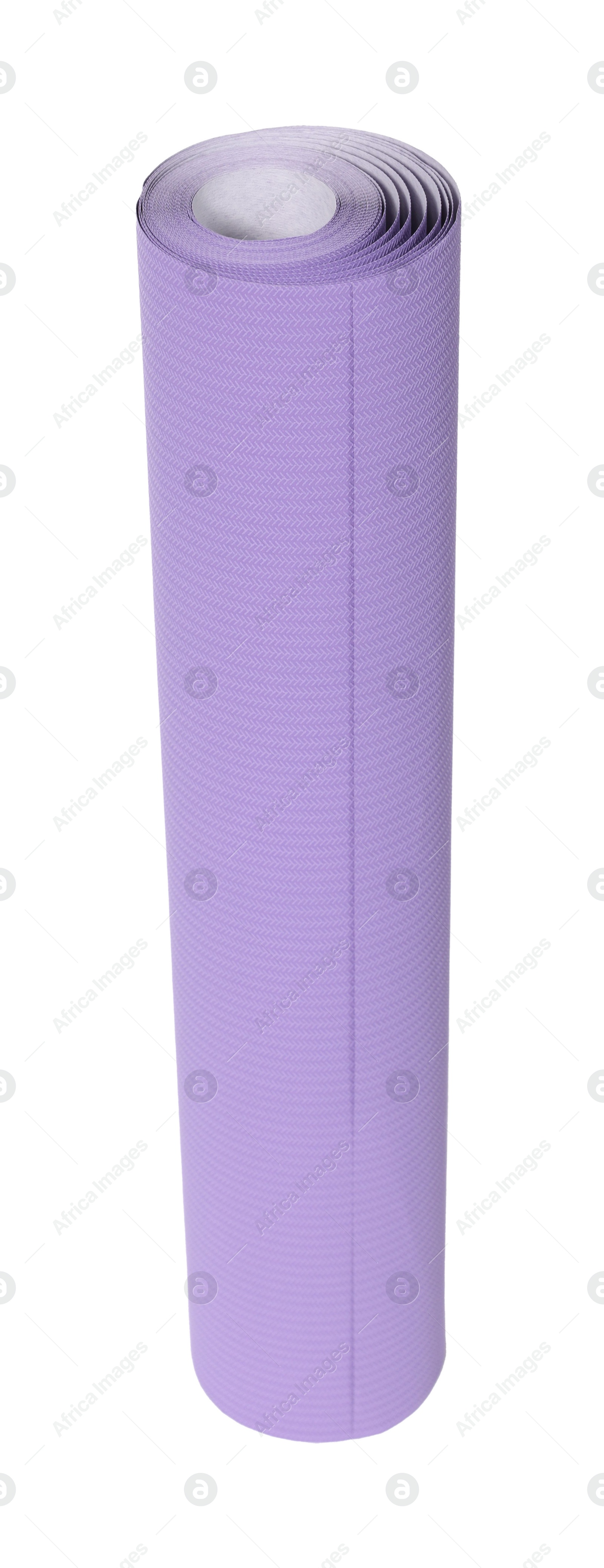 Photo of One purple wallpaper roll isolated on white