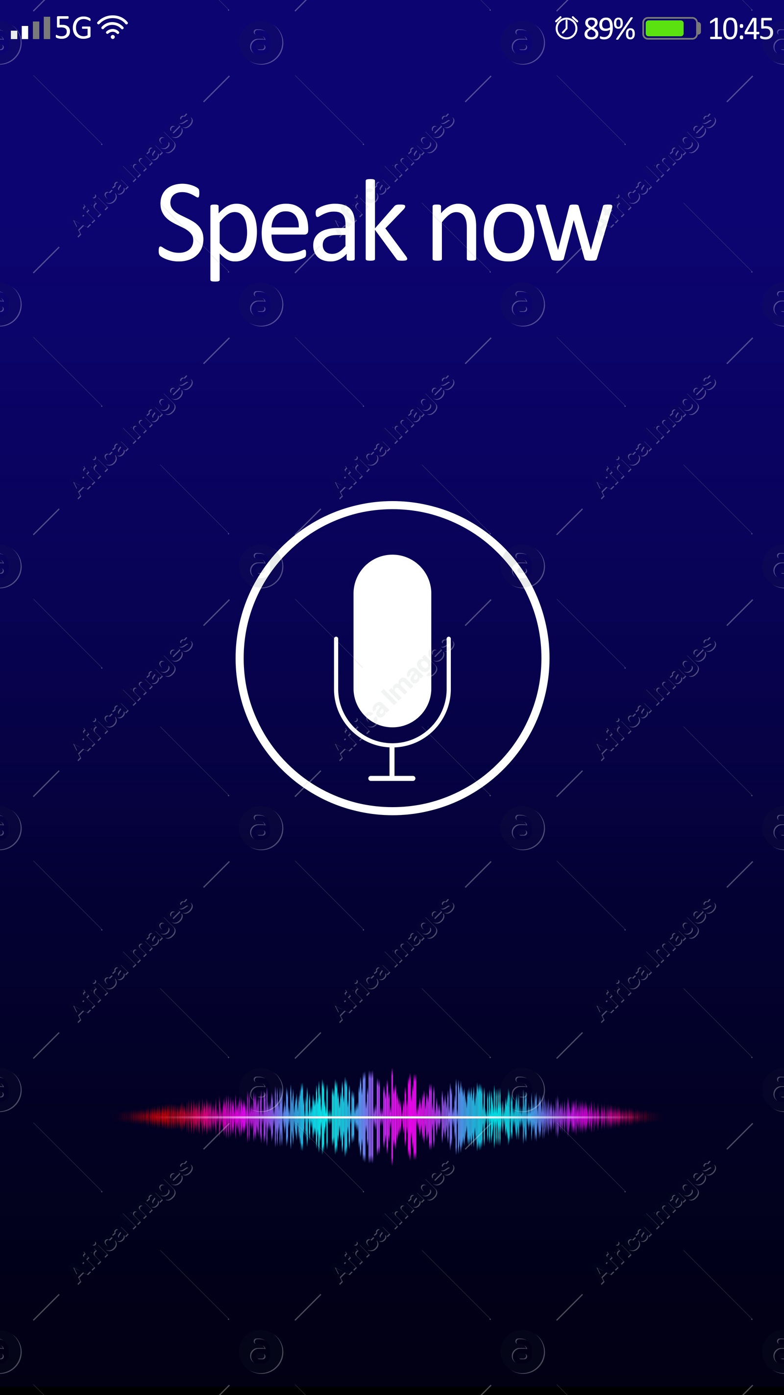 Illustration of Smartphone display with activated voice search app