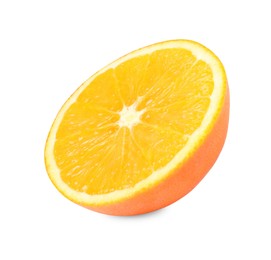 Photo of Citrus fruit. Half of fresh orange isolated on white