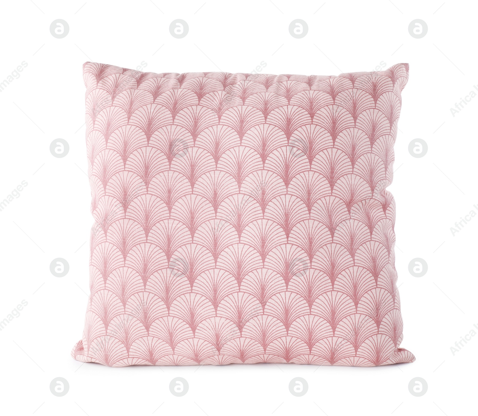 Photo of New soft pink pillow isolated on white