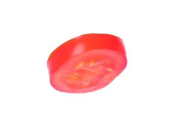 Cut red cherry tomato on white background