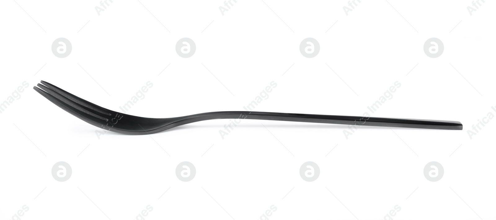 Photo of Clean shiny metal fork isolated on white