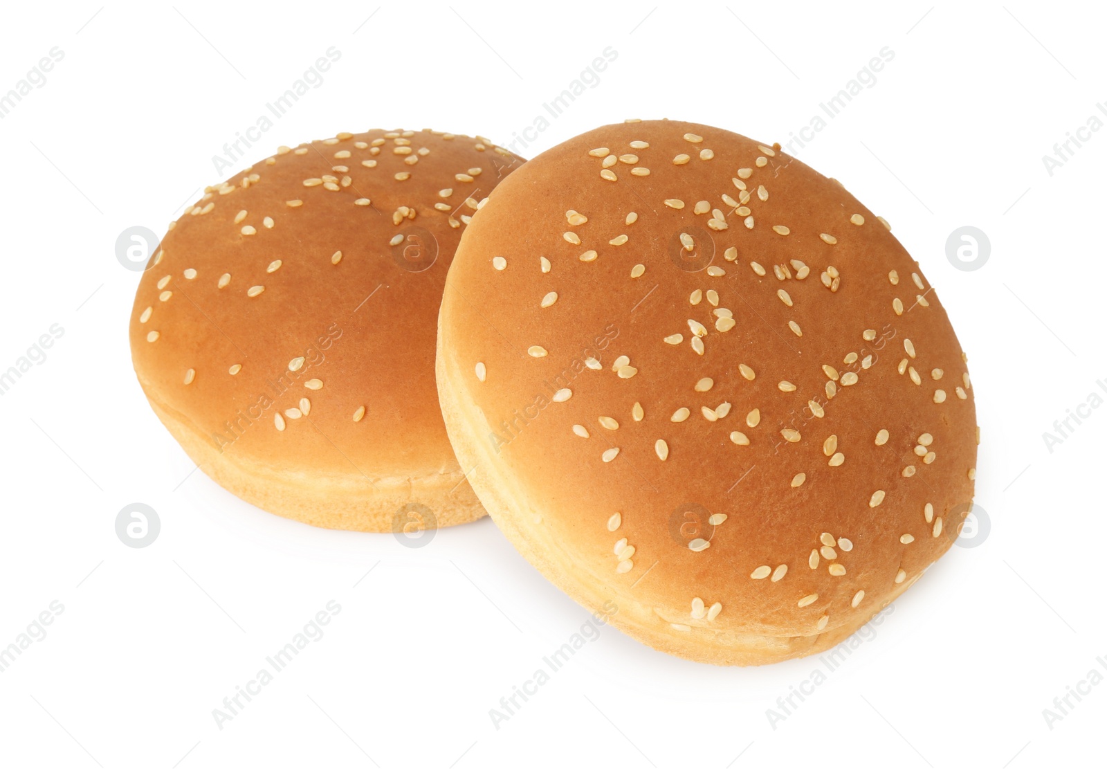 Photo of Two fresh burger buns isolated on white