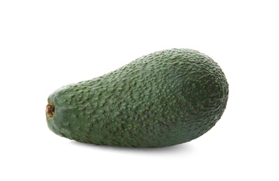 Photo of Ripe avocado on white background. Tropical fruit