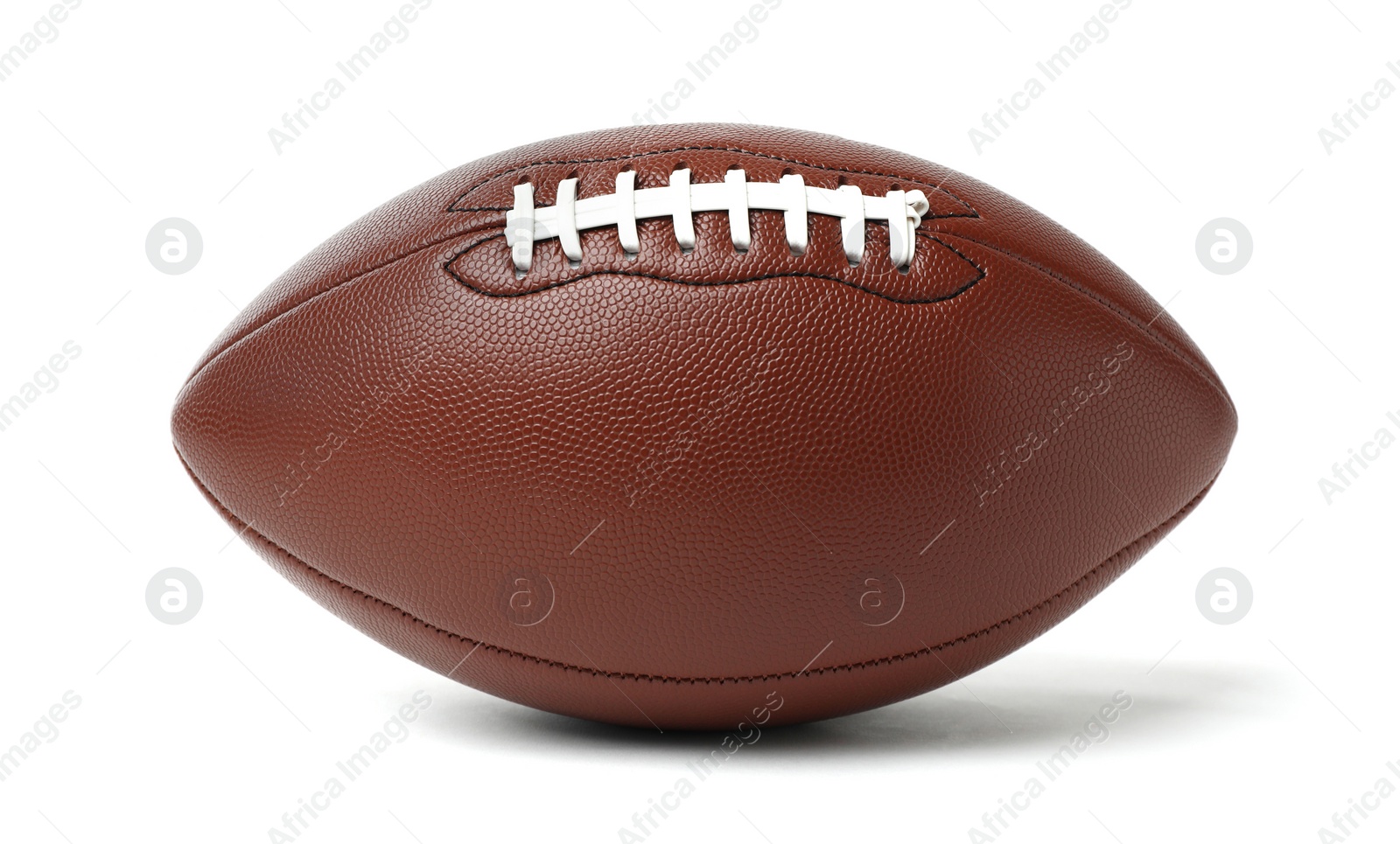 Photo of Leather American football ball on white background