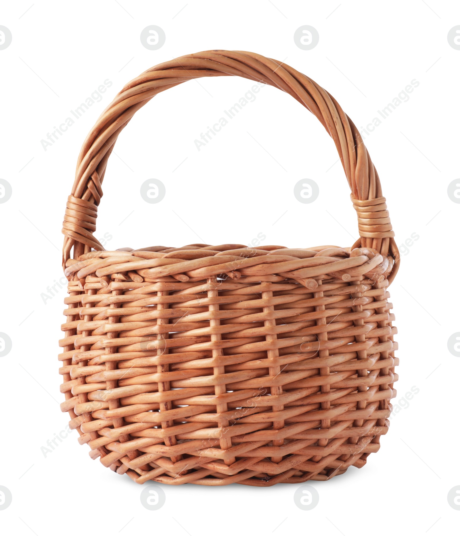 Photo of New Easter wicker basket isolated on white