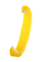 Photo of Slice of yellow bell pepper isolated on white