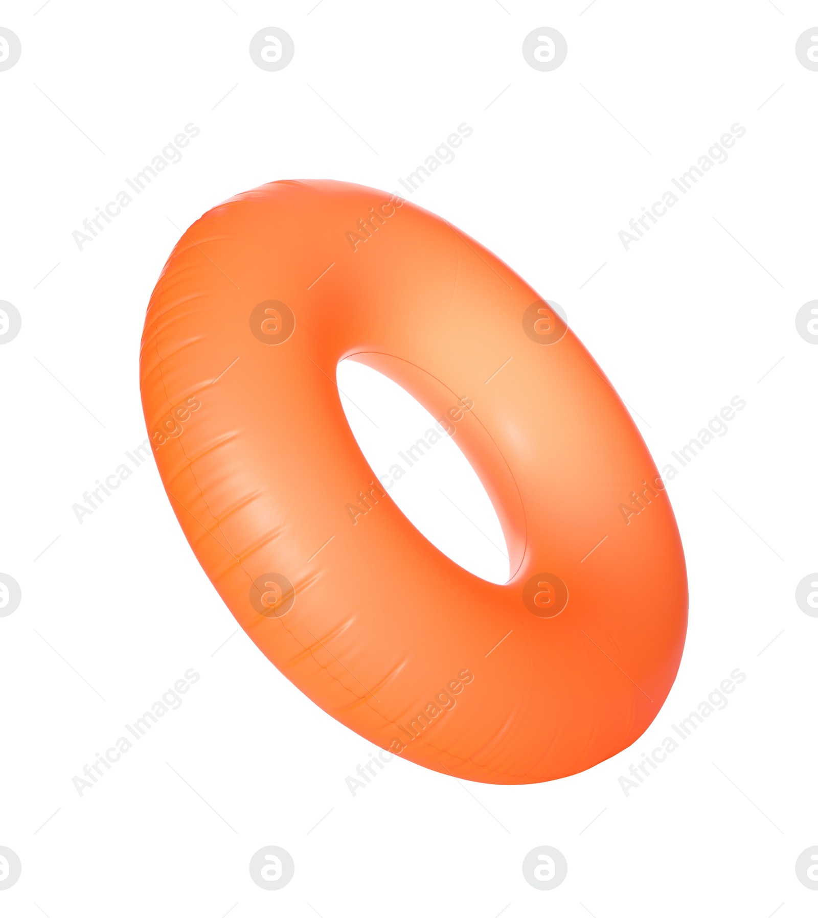 Photo of Orange inflatable ring isolated on white. Beach accessory