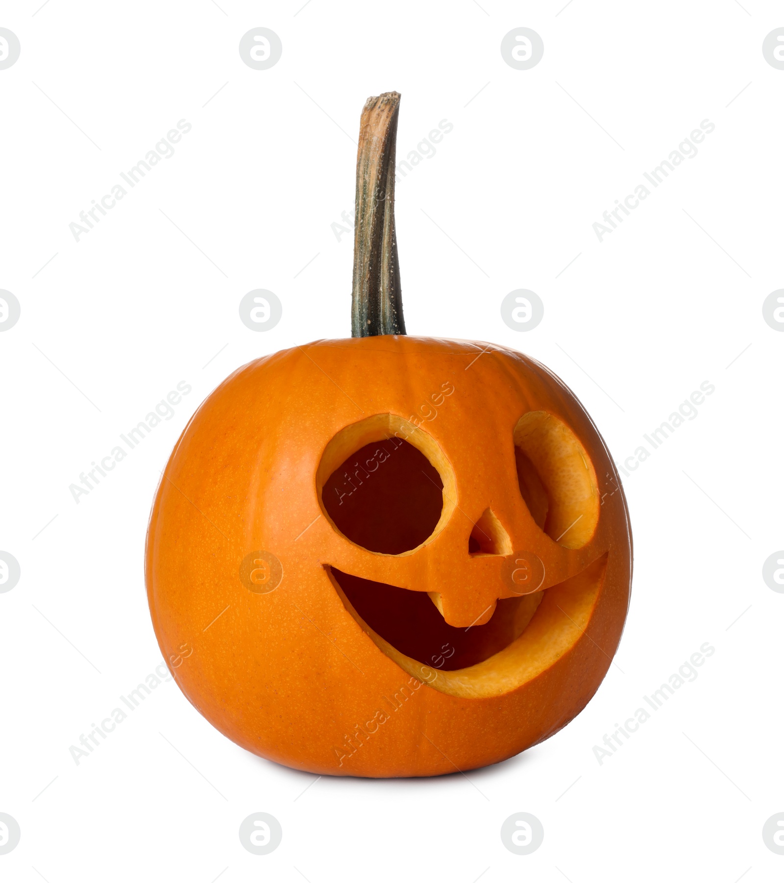 Photo of Carved pumpkin for Halloween isolated on white