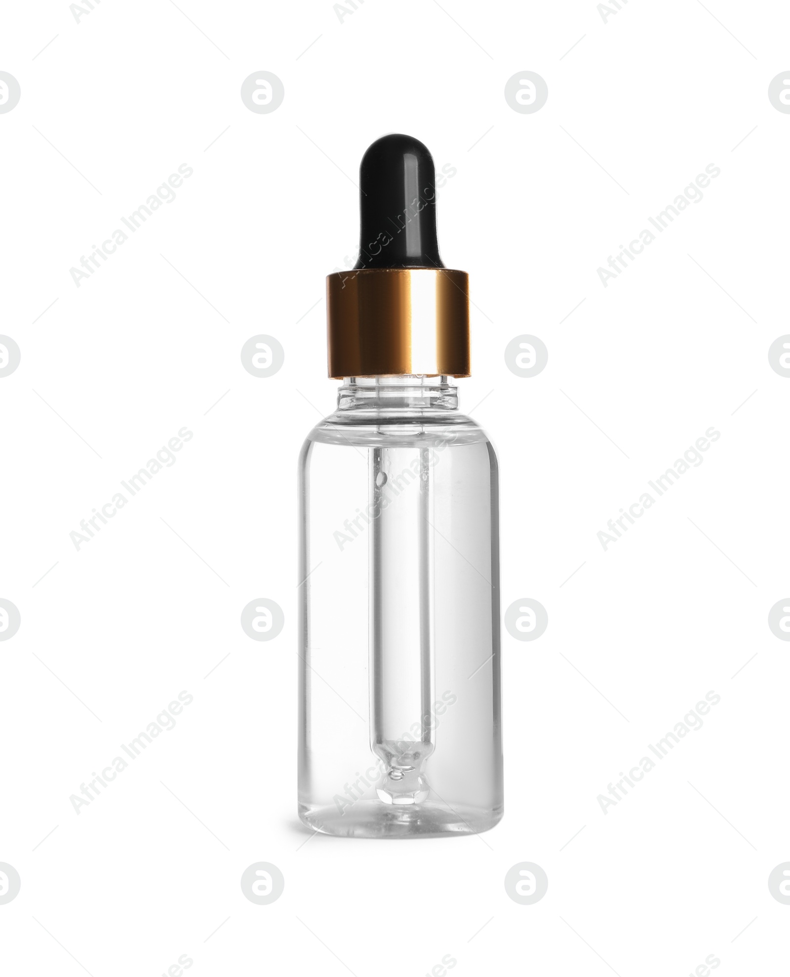 Photo of One bottle of cosmetic serum isolated on white