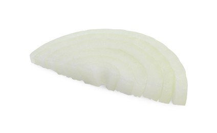 Slice of fresh ripe onion isolated on white