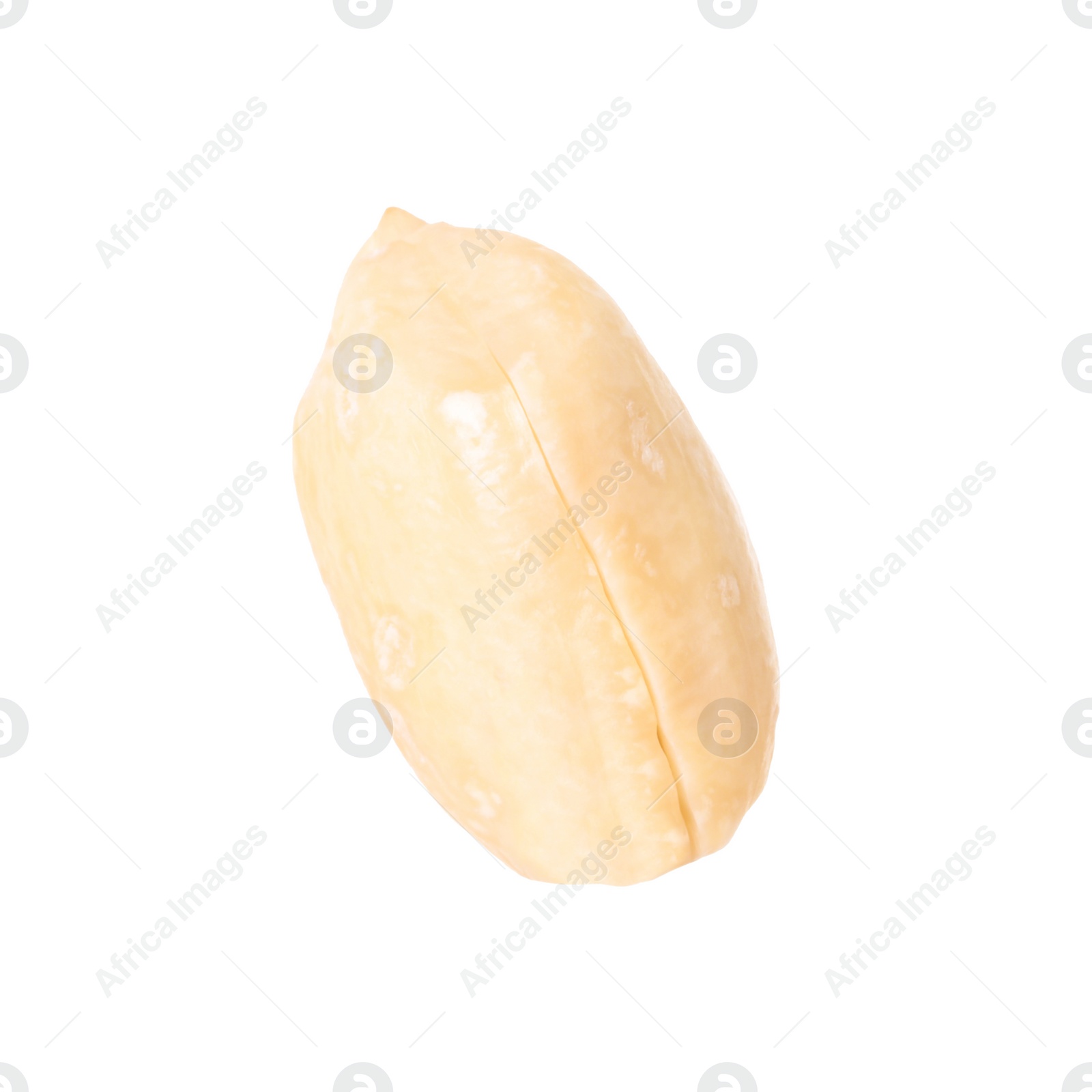 Photo of One fresh peeled peanut isolated on white