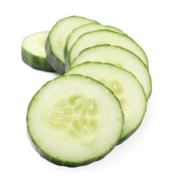 Slices of fresh cucumber isolated on white