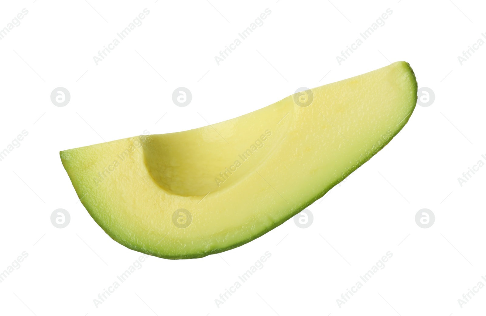 Photo of Slice of ripe avocado isolated on white