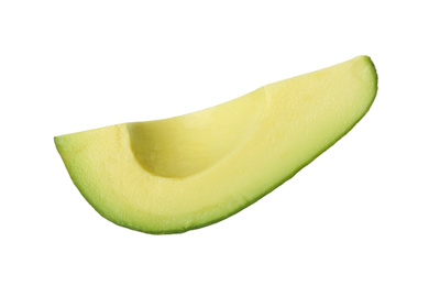 Photo of Slice of ripe avocado isolated on white