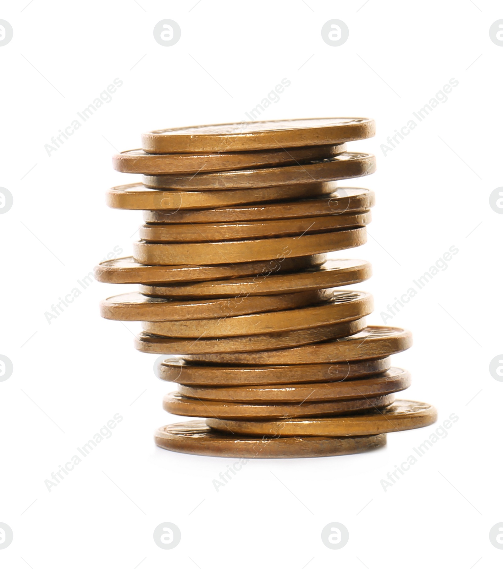 Photo of Stack of coins on white background. Investment concept