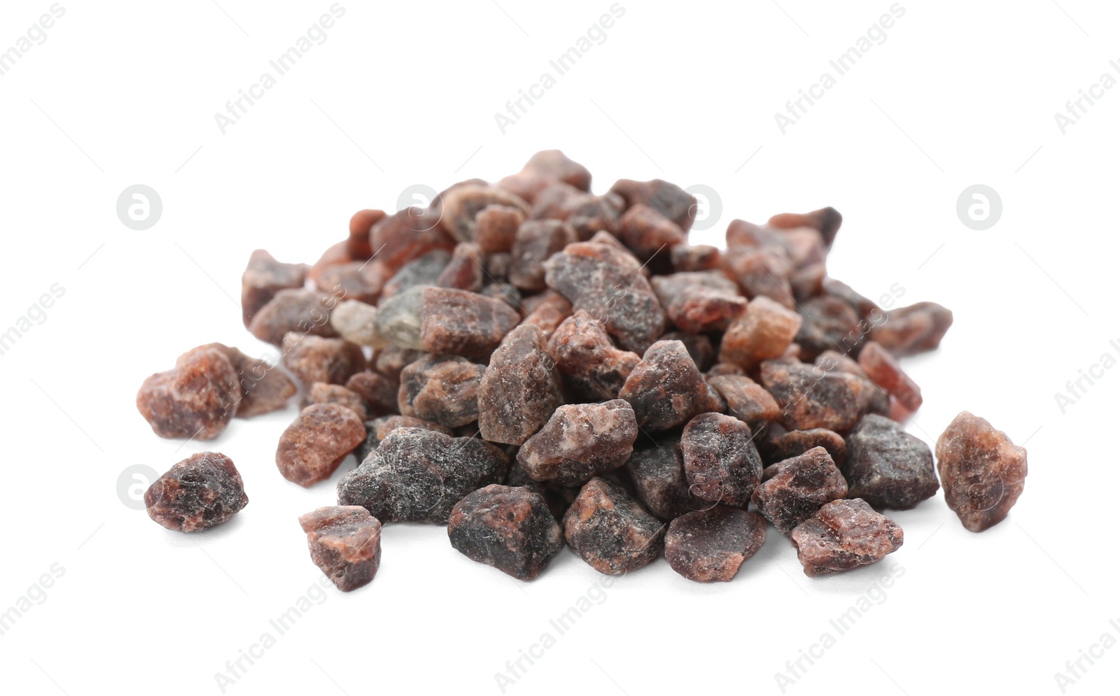 Photo of Pile of Himalayan black salt isolated on white