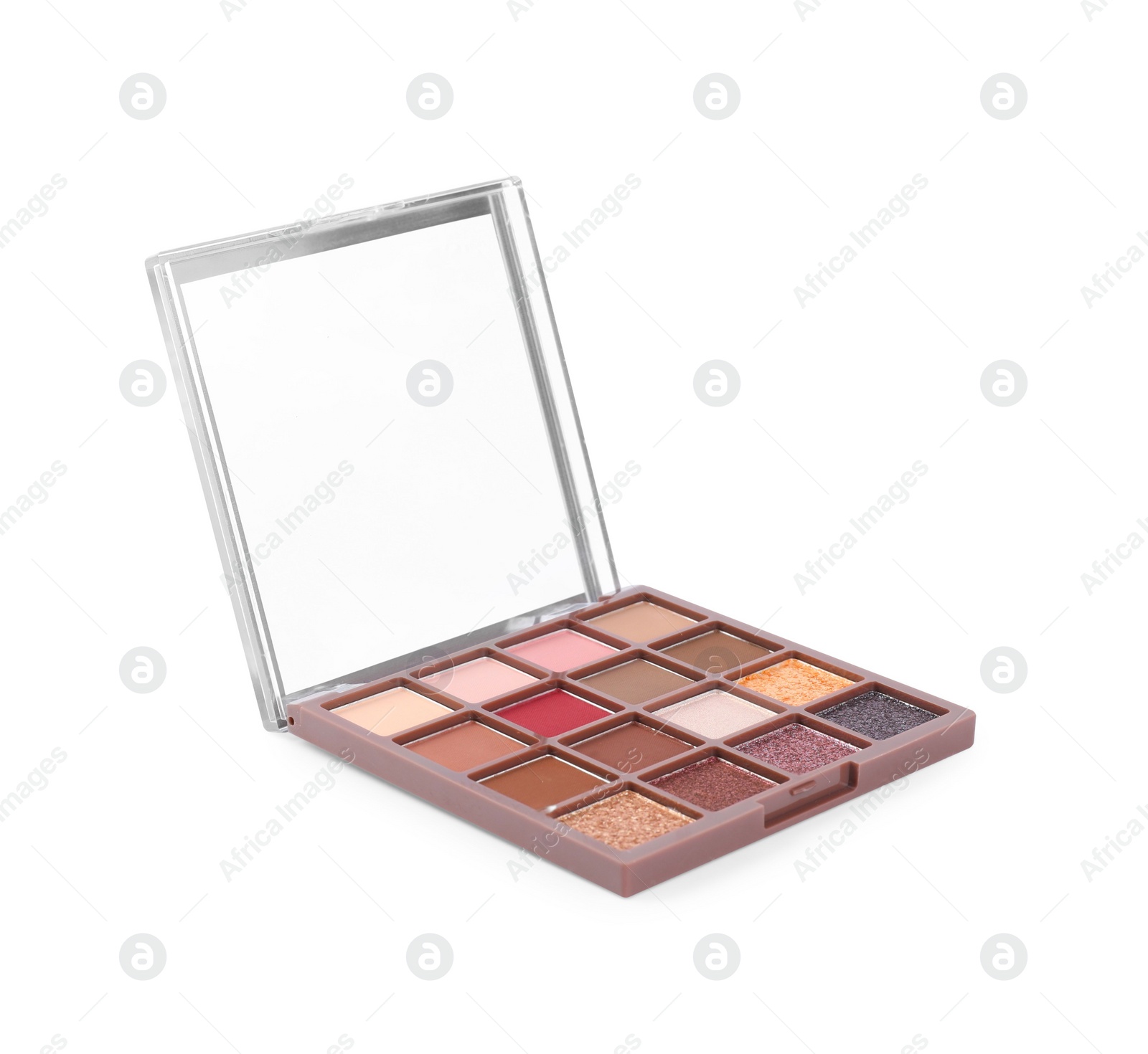 Photo of Beautiful eyeshadow palette isolated on white. Makeup product