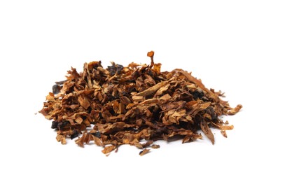 Pile of dry tobacco isolated on white