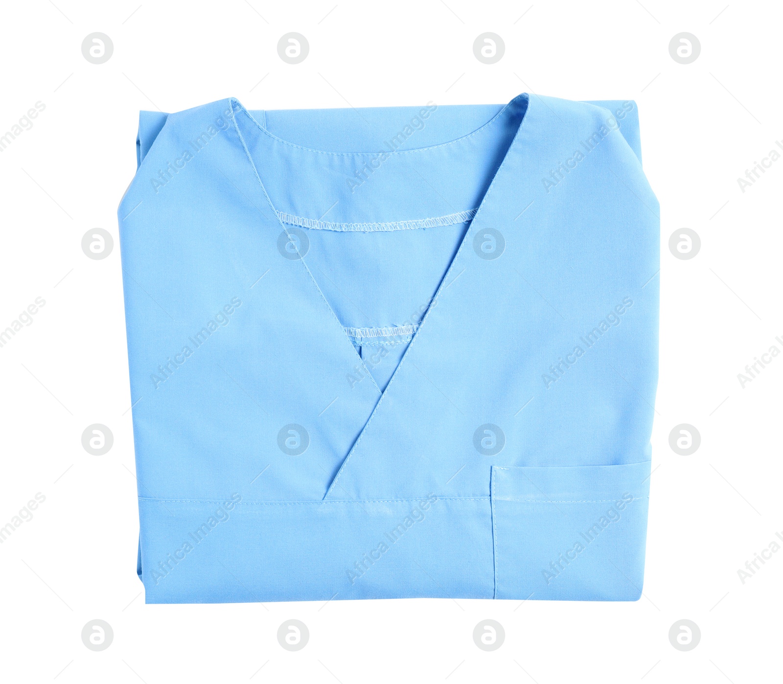 Photo of Medical uniform on white background, top view. Professional work clothes