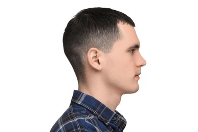 Photo of Portrait of young man on white background