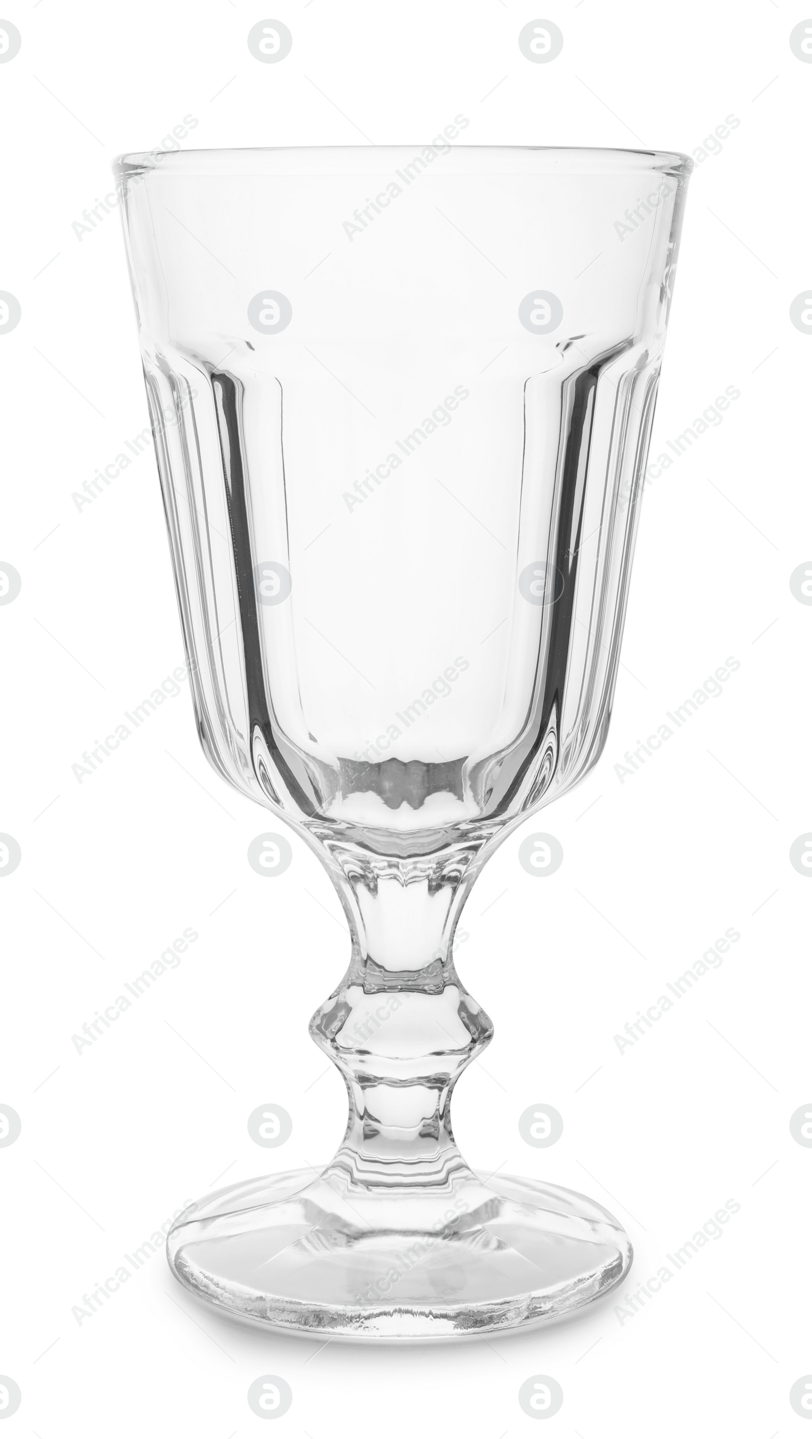 Photo of Empty clear glass for alcohol drink on white background