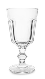 Empty clear glass for alcohol drink on white background