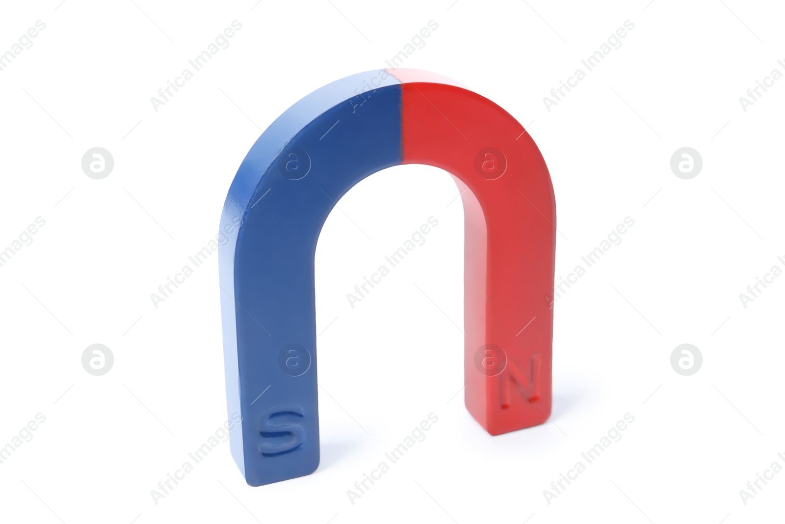 Photo of Red and blue horseshoe magnet isolated on white