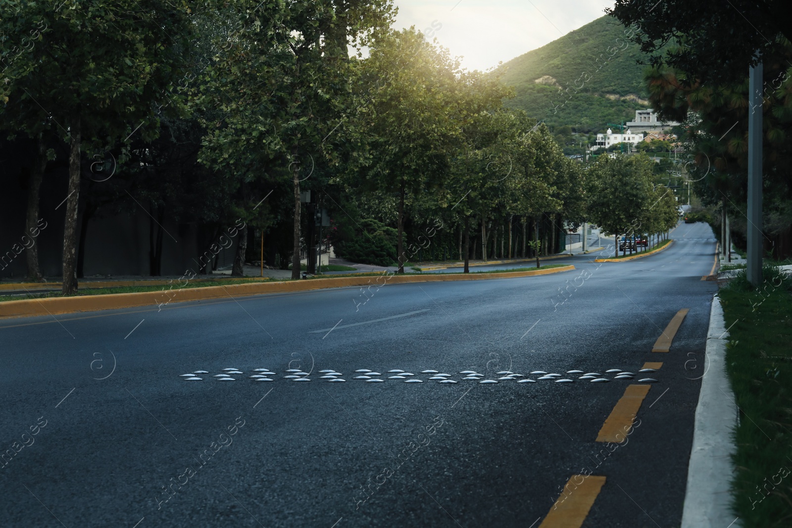 Photo of View of empty asphalt highway outdoors. City street