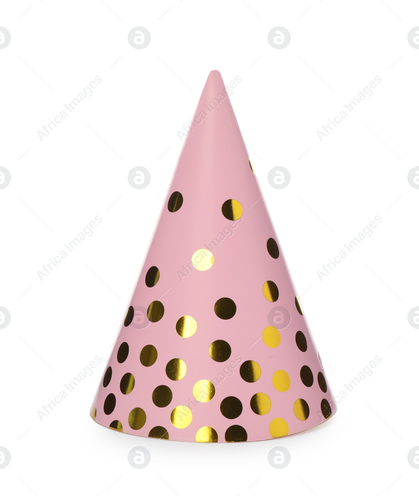 Photo of Bright party hat isolated on white. Festive accessory