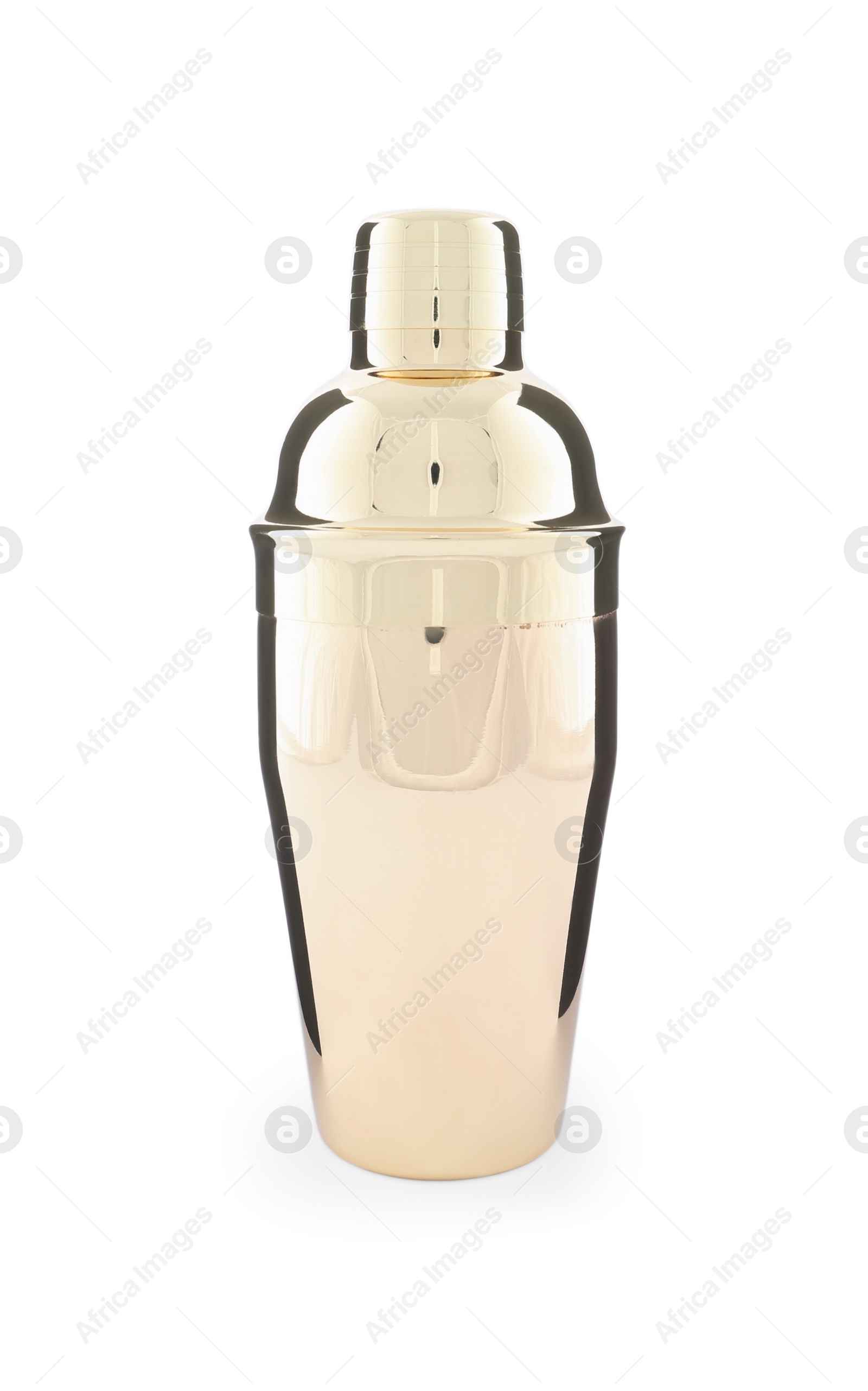 Photo of Clean shiny golden shaker isolated on white