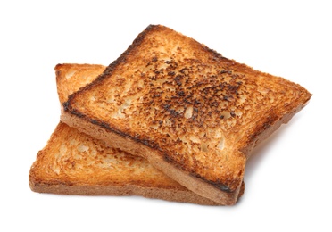 Photo of Toasted bread on white background