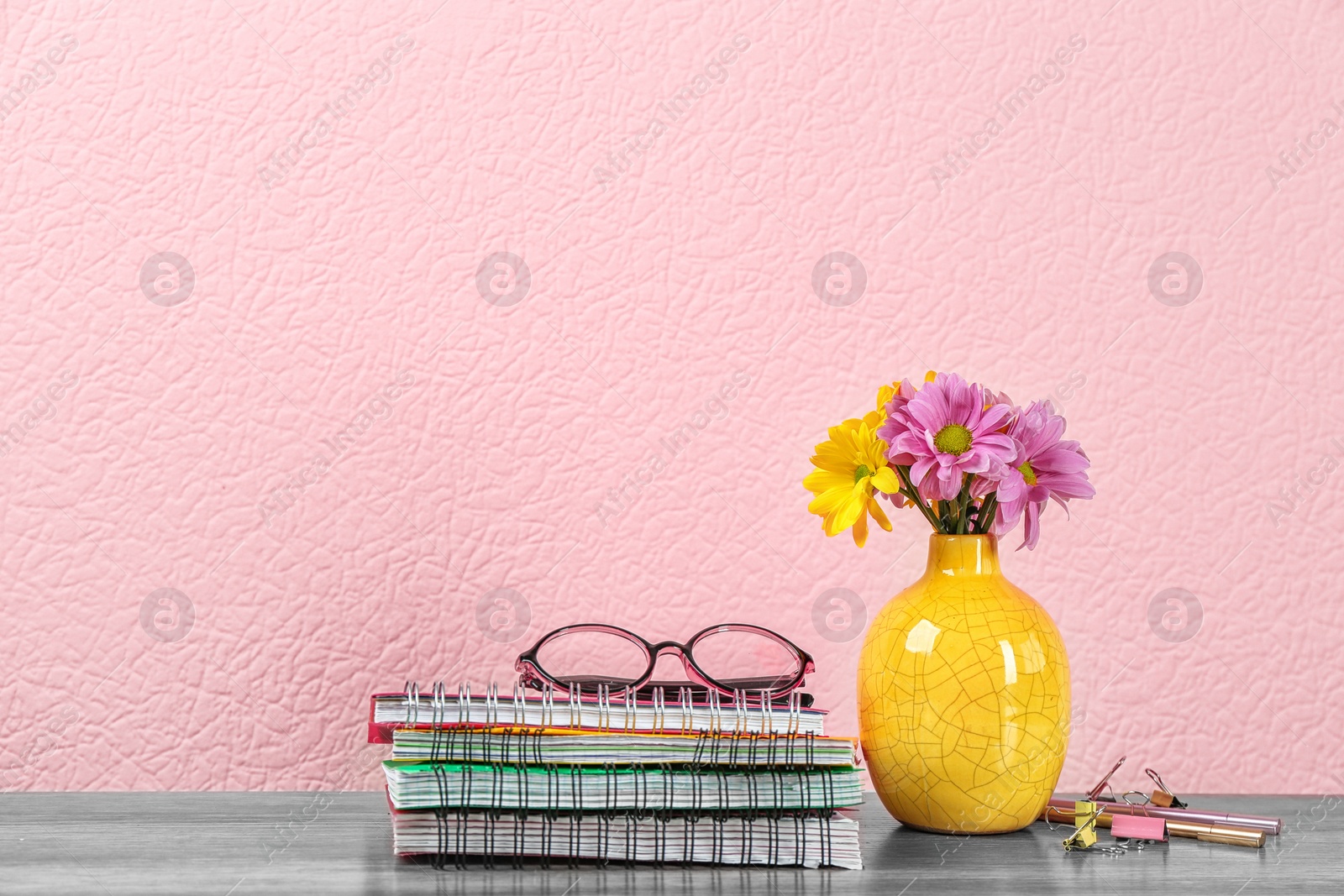 Photo of Composition with flowers for Teacher's day on table