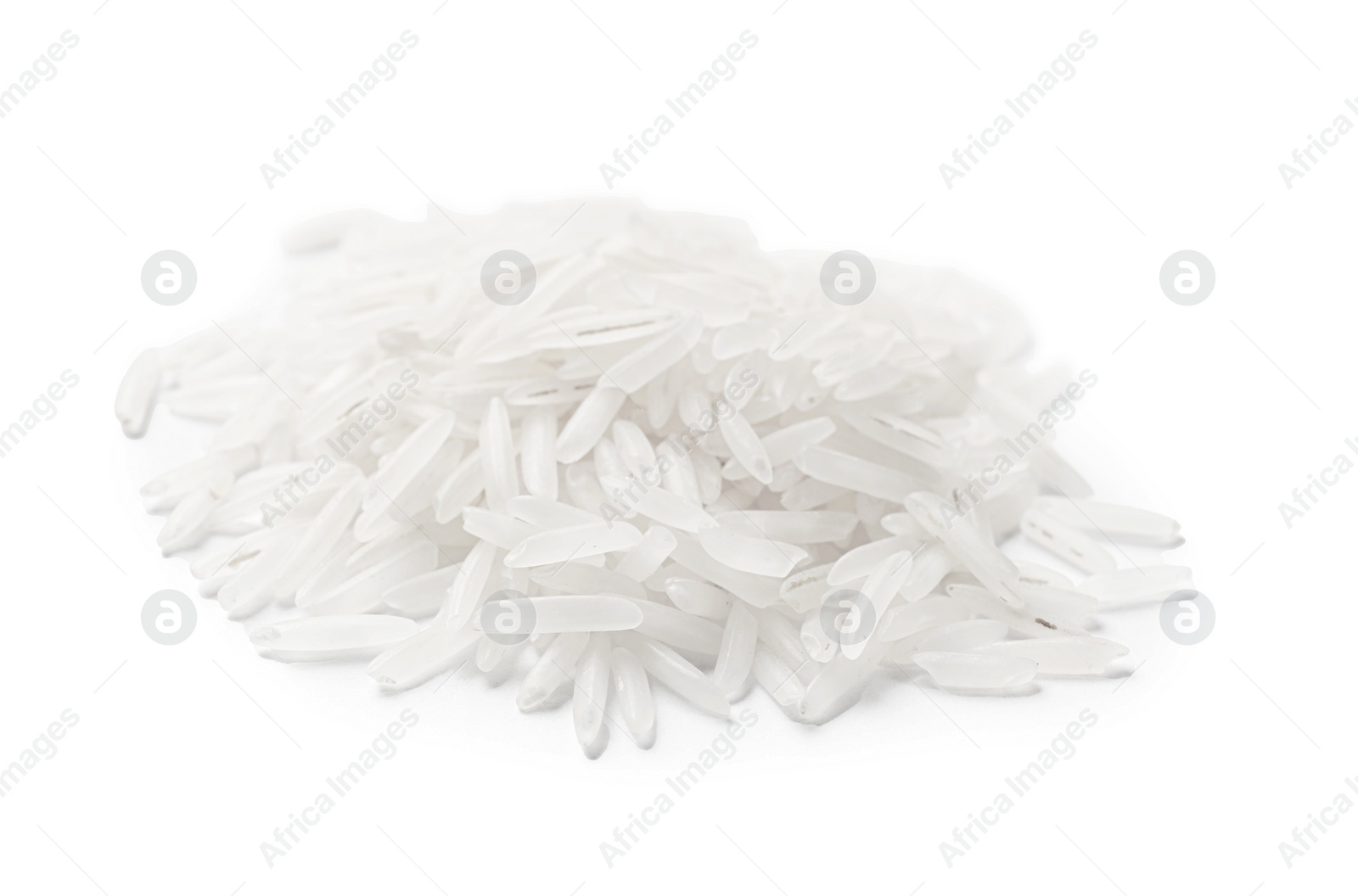 Photo of Pile of raw basmati rice isolated on white