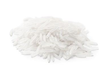 Photo of Pile of raw basmati rice isolated on white