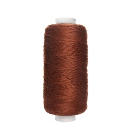 Spool of brown sewing thread isolated on white