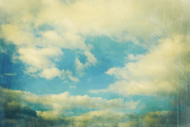 Image of View of beautiful sky with clouds. Retro style filter 