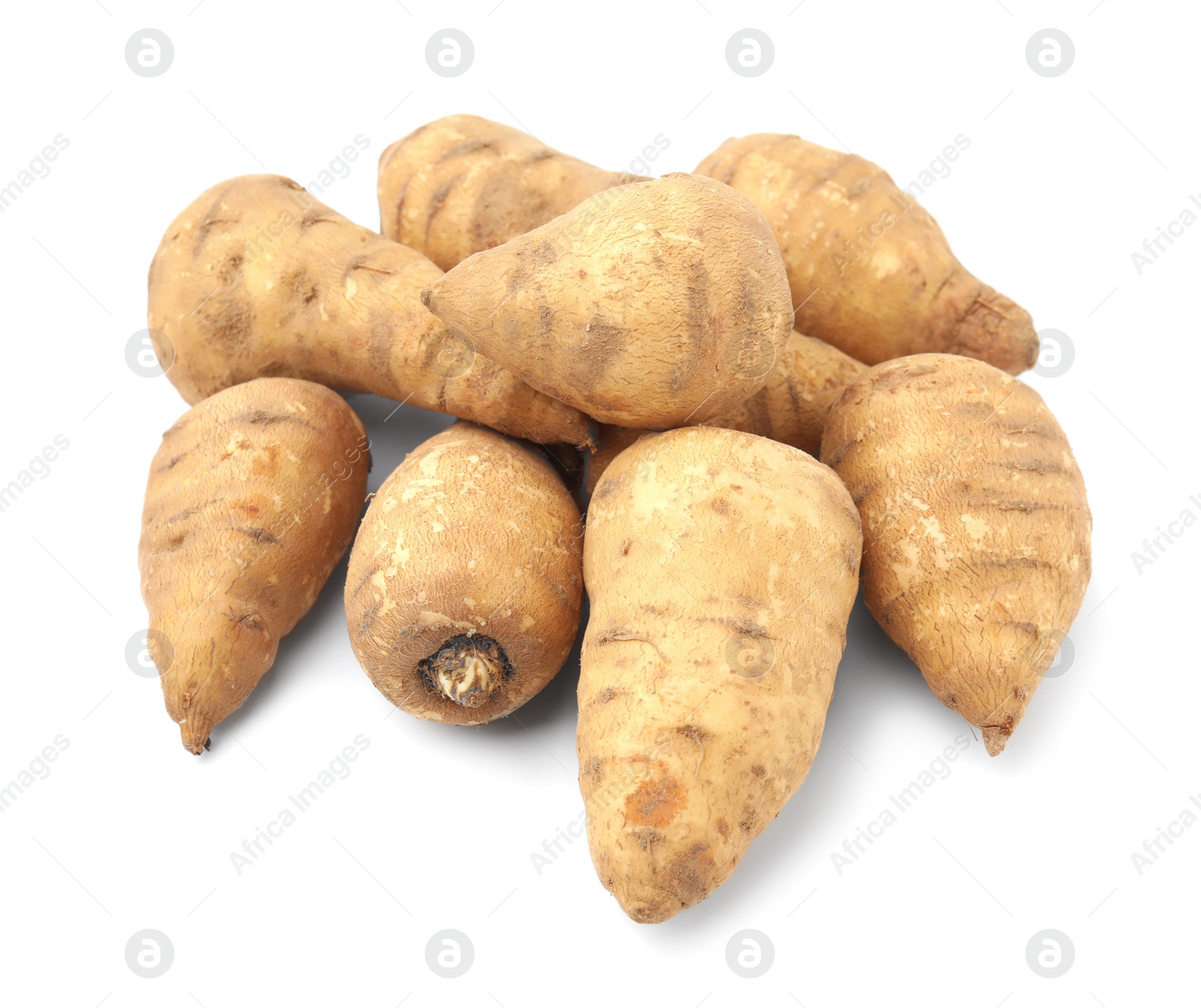 Photo of Tubers of turnip rooted chervil isolated on white